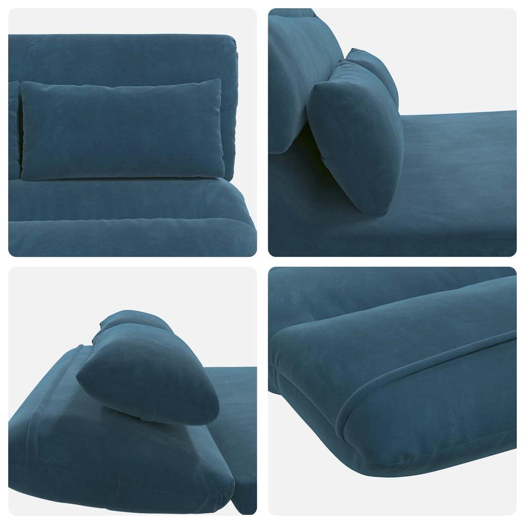 Adjustable Floor Footstool Blue Velvet