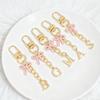 Exquisite Pink Bow Letter Keychain A To Z Initials Tassel Pendant Car Keyring Backpack Hanging Decoration Couple Jewelry Gifts
