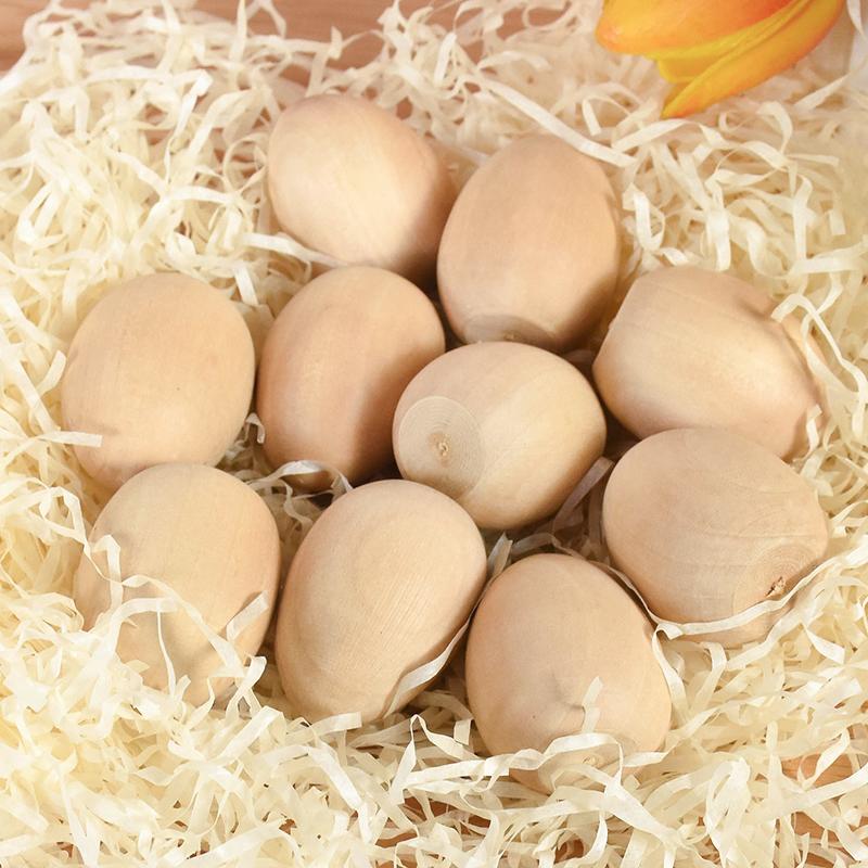 5/10Pcs Easter Wooden Eggs DIY Craft Ornaments 2026 Happy Easter Party Home Decoration Supplies Kids Handmade Gift Basket Filler