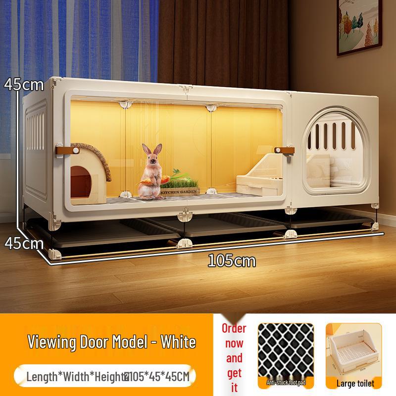 Großer Kaninchenkäfig mit integrierter Toilette für Zuhause - Geeignet für Meerschweinchen und Zierhaustiere