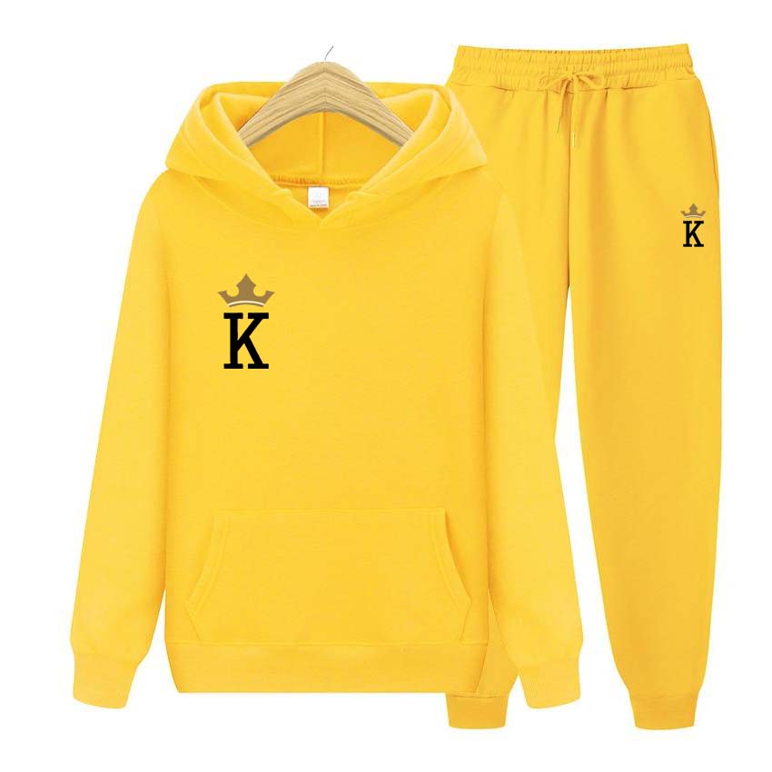 Tracksuit 2 Pieces Set Unisex Hoodies Fleece Sweatshirt+Pants Suit Hoodies Jogger Hoodies Set K Print Long Sleeve Hoodie Jogging