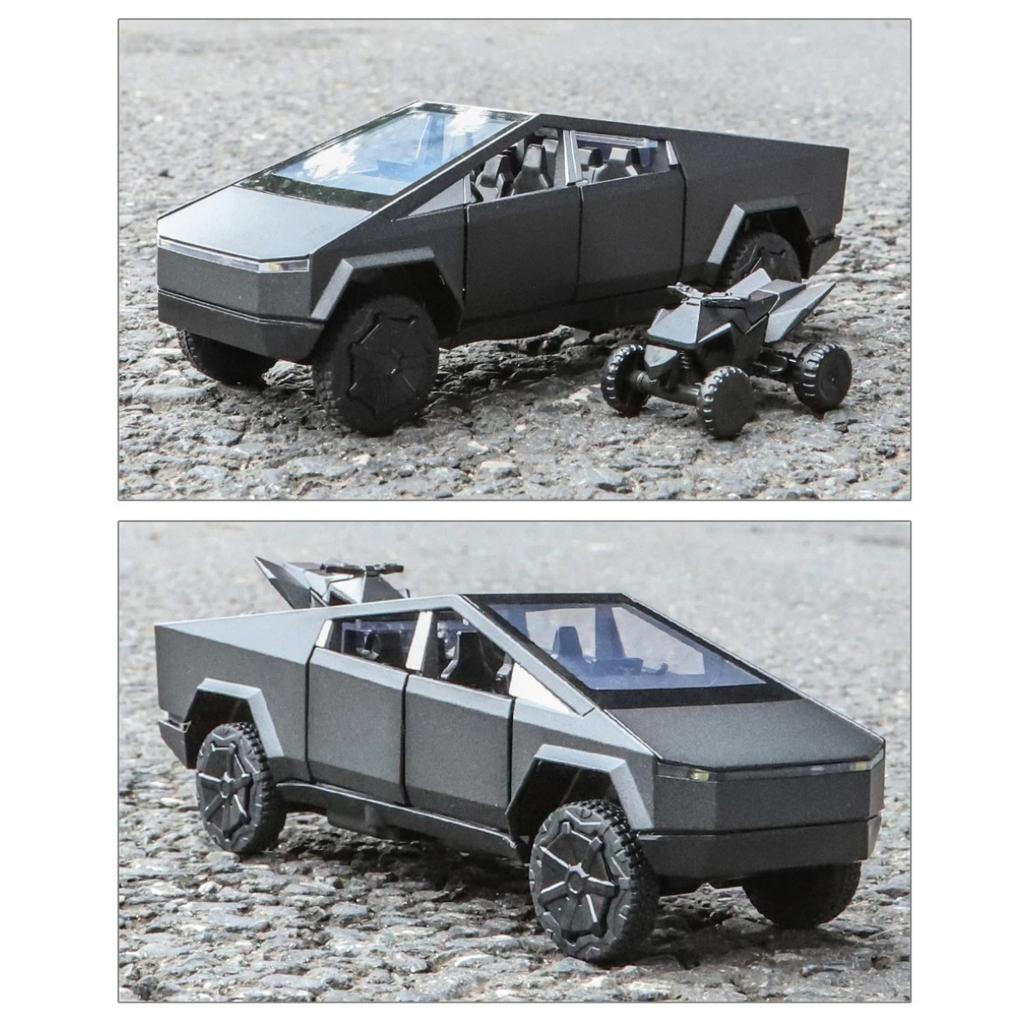 1/32 Tesla Cybertruck Pickup Alloy Diecast Model Car Sound & Light Hobbies Collection Display Decoration Children's Toy Ornaments Gift