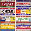 FlagVintageNest Metal Signs - Chile, Finland, Iceland Flags - Vintage Plaque with Embossed Tags - Great for Home, Bar&Club Decor