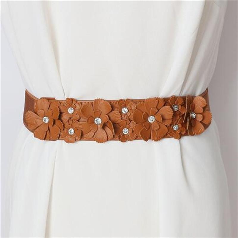 Women Skinny Elastic Belt Ladies Fashion Buckle Stretchy Wide Waist Belt for Dresses Flower Waistband Gift Cloth Accessory