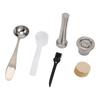 Reusable Coffee Capsule Pod Threaded Bottom Stainless Steel Coffee Tamper with 100 Filter Papers 2 Spoons Brush for Home Office