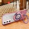 Bling Ring Holder Detachable Glitter Sticker Chromed TPU Case With Stand For Galaxy S24 S23 Ultra S24 Plus S23FE