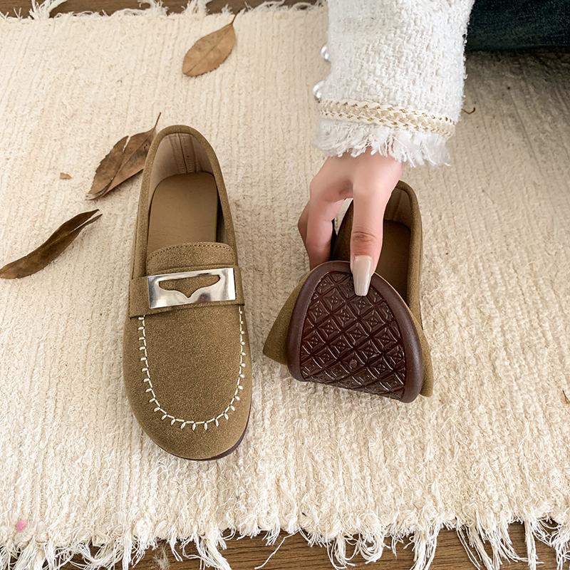 Fashion Comfortable Rubber Flat Mom Shoes 2025 New Spring Autumn Soft Bottomed Bean Shoes For Middle-Aged And Elderly Women