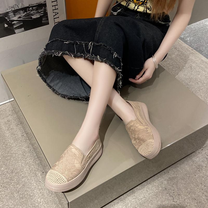 Fashion CRLAYDK Women's Penny Loafers Lace Jacquard Driving Moccasins Casual Slip On Comfort Ladies Walking Flat Breathable Boat Shoes