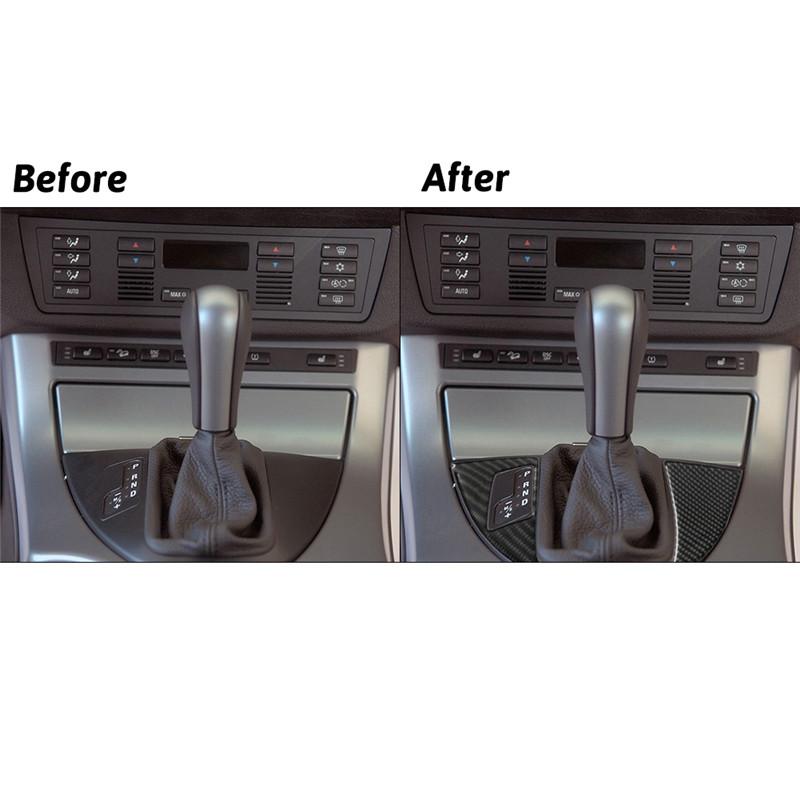 Carbon Fiber Interior Car Gear Shift Panel Trim Cover Stickers For BMW X5 2000-2006 Car Styling Accessories