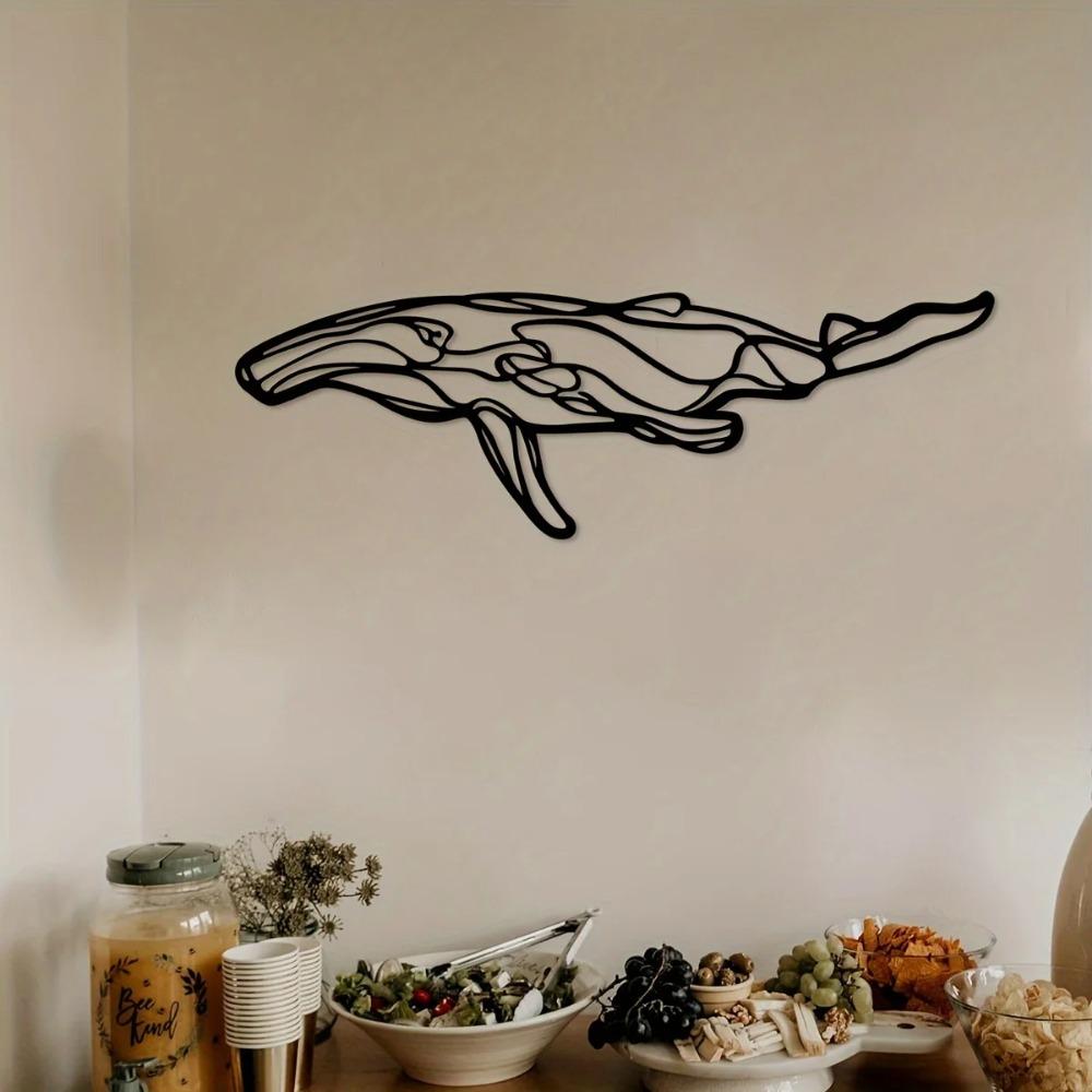 Kreativní linie Velryba Železné řemesla Stylová vnitřní dekorace do obývacího pokoje, ložnice, chodby, Ideální pro nástěnnou dekoraci