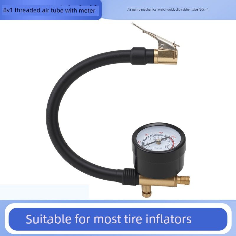 Car Air Pump with Pressure Gauge, Portable Car Tire Inflator, Adapter, Bicycle Tire Pressure Gauge
