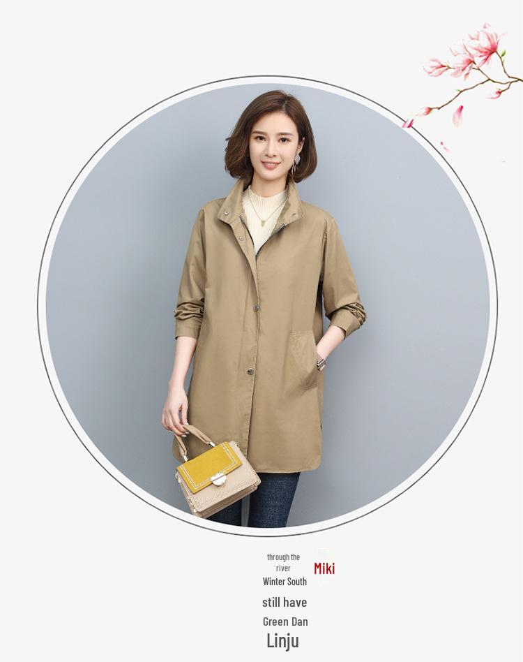 2024 Plus Size Women's Lightweight Trench Coat for Spring & Autumn - Stylish Short Jacket for Mature Ladies