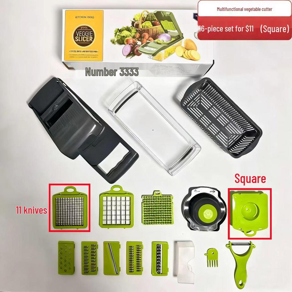 Multi-functional Vegetable Cutter & Potato Peeler Set: Slicer, Shredder, Dicer, Grater, Kitchen Gadget.
