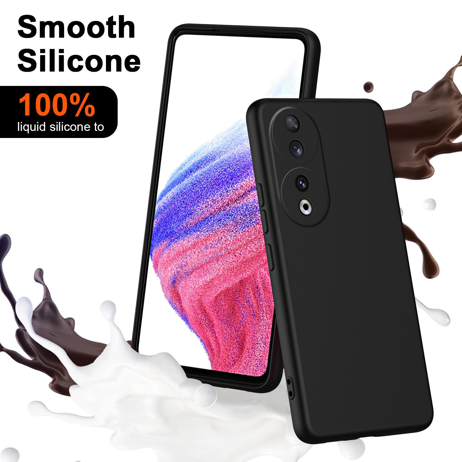 

For Honor 90 TPU Case 2.2mm Rubberized Soft Lining Anti-scratch Phone Cover Black