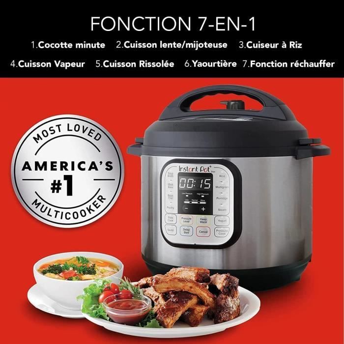 Autocuiseur multifonction - instant - duo 3l - 7 en 1 - acier inoxydable - compact - 11 programmes
