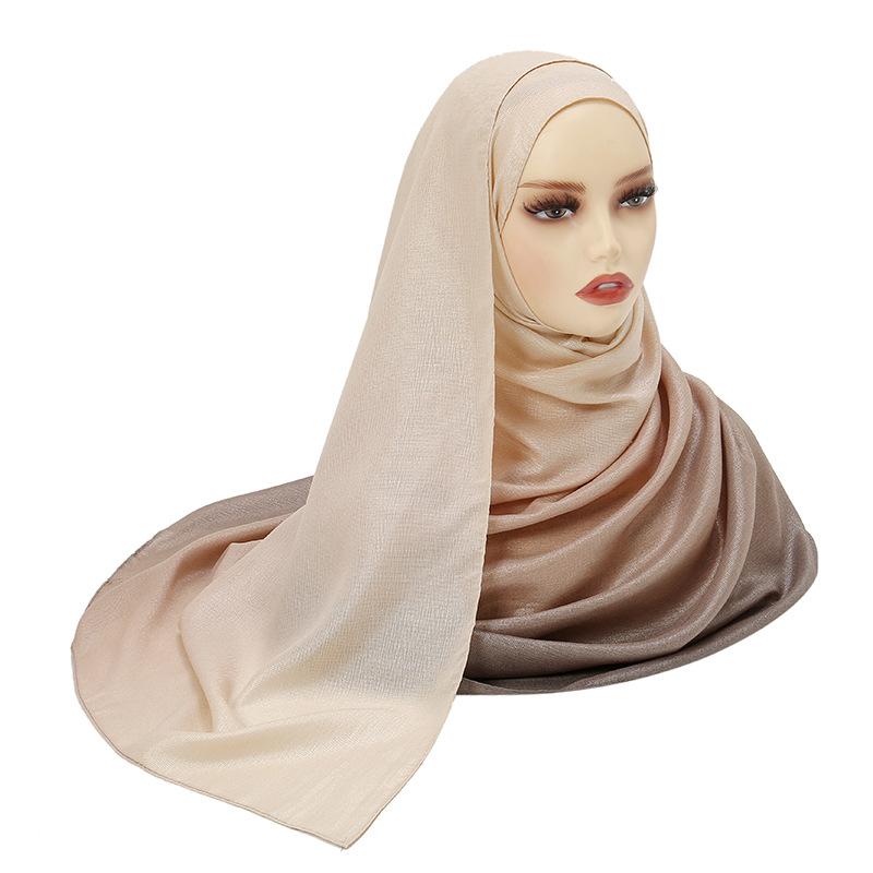 - Popular Gradual Change Color Matching Long Scarf New Bright Polyester Scarf Malaysia Indonesia Women'S Headscarf