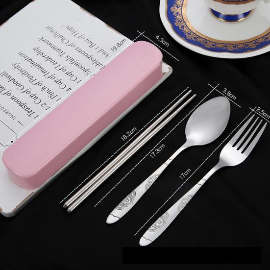 Tableware Stainless Cutlery Fork Steel Travel Camping with Spoon Chopstick Box