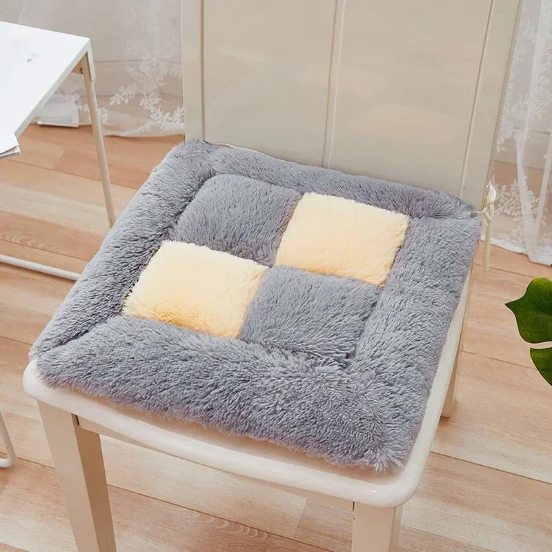 

Thickened Seat Cushion Winter Plush Plaid Office Chair Cushion Thick Soft Floor Cushions Anti Slip Car Seat Mat Home Decor 40x40cm
