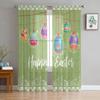 Happy Easter Curtains Bedroom Living Room Festival Decor Flower Bicycle Cartoon Rabbit Tulle Curtain Window Drapes Light Filtering Polyester Ideal For