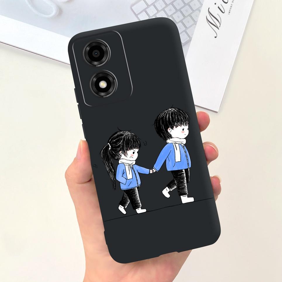Animals Painting Phone Case For Motorola Moto E14 MotoE14 / Motorola E 14 Back Cover Panda Rabbit Cat Funda Bumper Soft Silicone