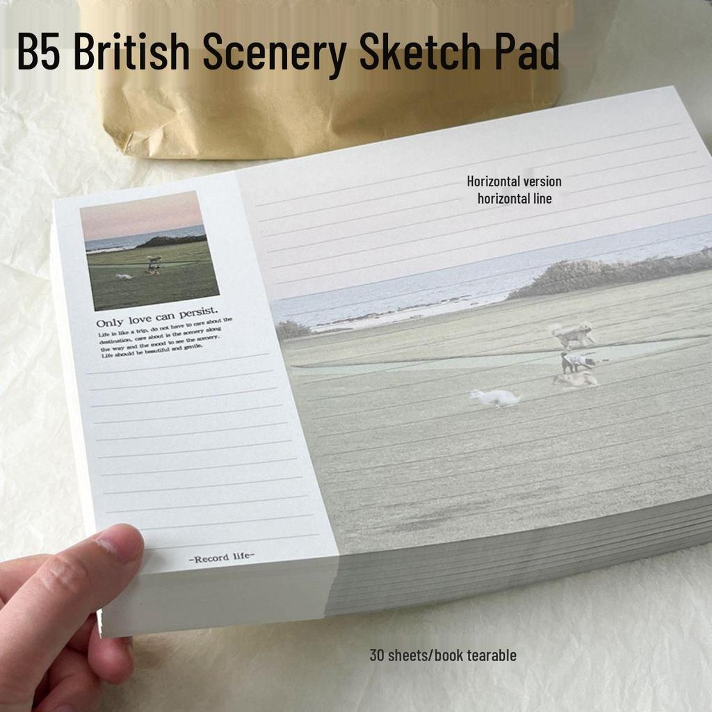 B5 British Scenery Sketchbook, Tearable Student Notepad In Xiaohongshu Style