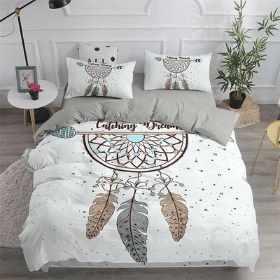Dreamcatcher White Bohemian Bedding Set Single Twin Double Queen King Cal King Size Bed Linen Set