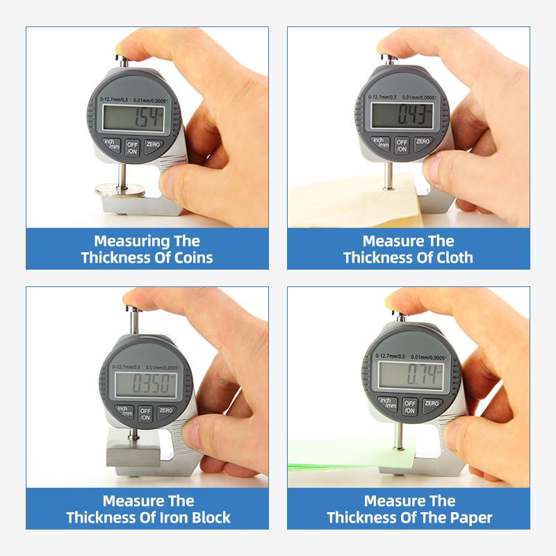Digital Display Thickness Gauge Zinc Alloy Electronic LCD Micrometer Metric Imperial Wall Thickness Measurement Tools 0-10/20mm