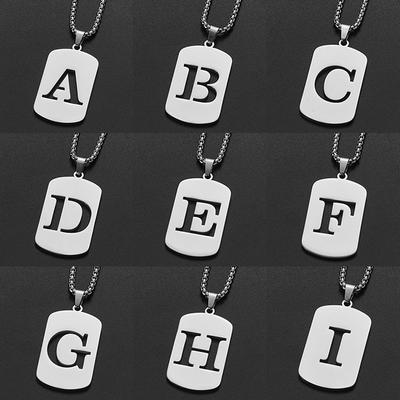 Silver A-Z English Alphabet Letter Pendants Necklaces for Women Men Punk Metal Jewelry Initial Thick Chain Chokers Collare