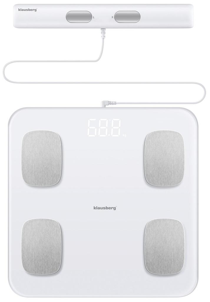 Waga łazienkowa z pomiarem tkanki tłuszczowej i składu ciała, Smart, BT,  KLAUSBERG KB-7853 biała