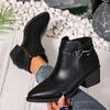 Fashion Block Heel Booties Women's Fashion Pointed Toe Side Pull Soft Sole Anti-slip Wear-resistant High Heel Boots