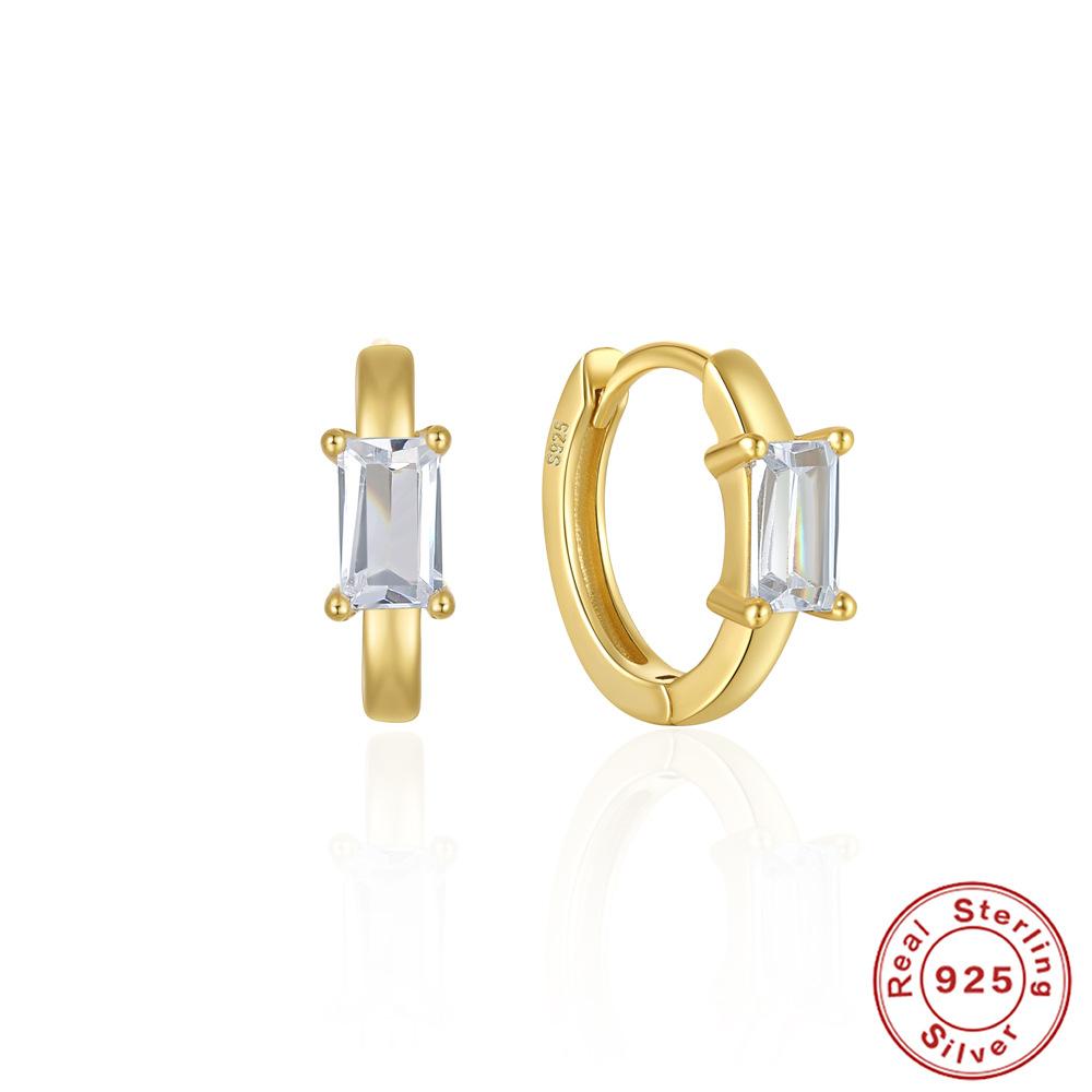 French Simple S925 Silver Fashion Temperament High-End Light Luxury Colored Treasure Stud Earrings Irregular Ear Buckles