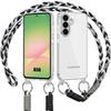 Case for Samsung Galaxy A56 5G, Transparent Solid Protection with Black and White Shoulder Strap