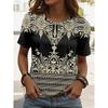 Summer Women's Floral Graphic Paisley T Shirt Fashion Stylish Classic Short Sleeve Crew Neck Tees Round Neck Regular Tops