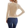 Fashion Sexy Solid Color Slim Pleated Top Women's V-Neck Long Sleeved Blouse Spring and Autumn Women's T-Shirt Clothes