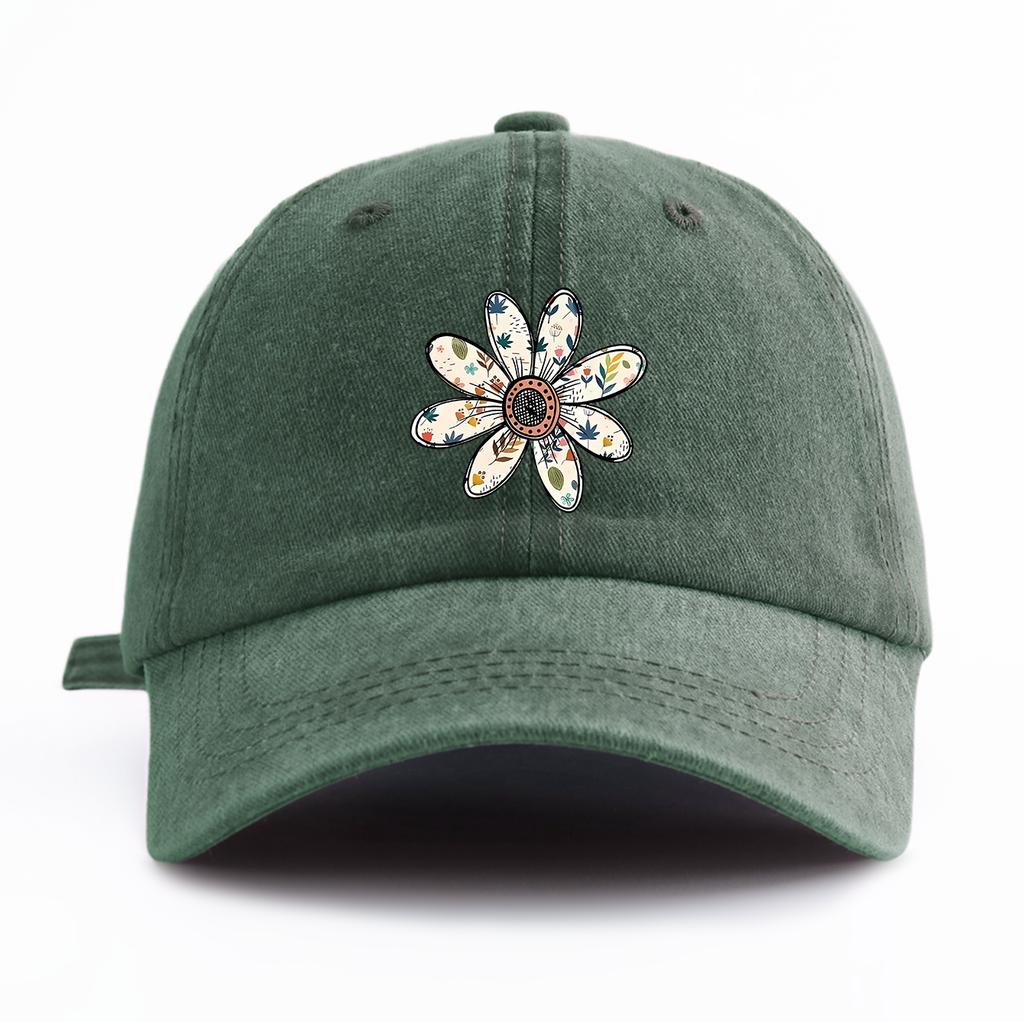 Pc FLOWER Print Washed Baseball Cap for AdultsMinimalist Retro Style Casual Soft Adjustable Dad HatPerfect As Gift