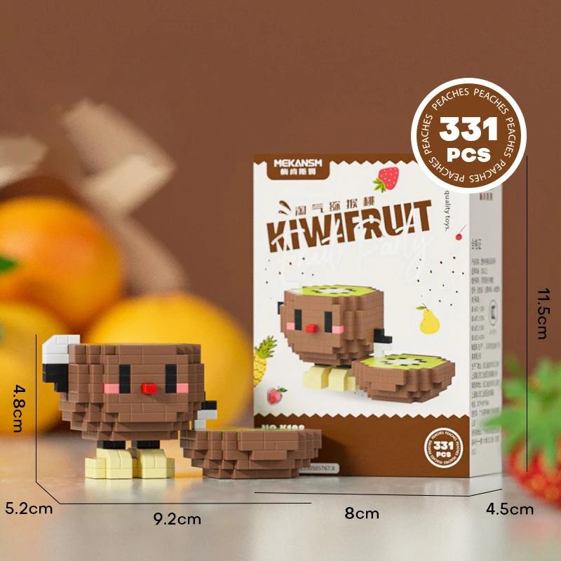 Frucht Avocado Mini Bausteine Cartoon Wassermelone Erdbeere Orange 3D DIY Ziegel Modell Kinderspielzeug Puzzle Heimdeko Geschenk