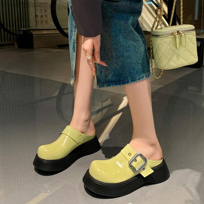 Fashion 2024 new Height Increasing Ladies Pu Leather Pumps Fashion Platform Wedge Beige Slippers Women British style Lolita Shoes