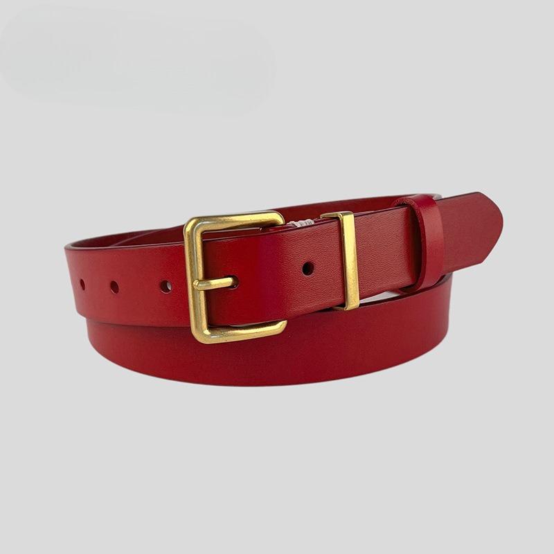 Retro Genuine Leather Women's Belt Cowhide with Casual Pants Denim Skirt Decoration Women's Belt Versatile Women