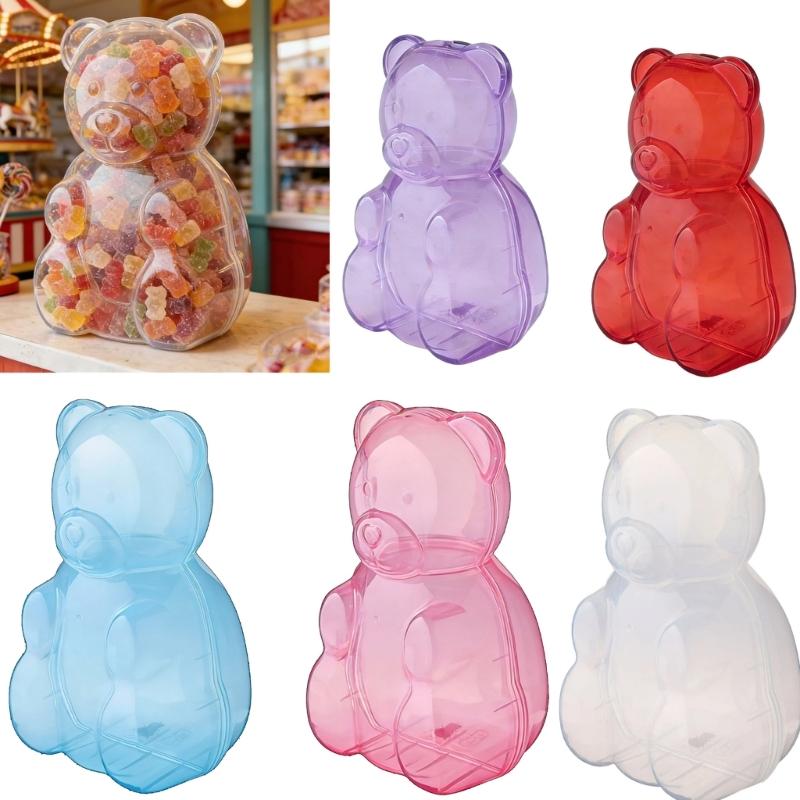 Transparent ABS Candy Bear Jar With Lid For Food Storage And Home Decoration Gummy Storage Container