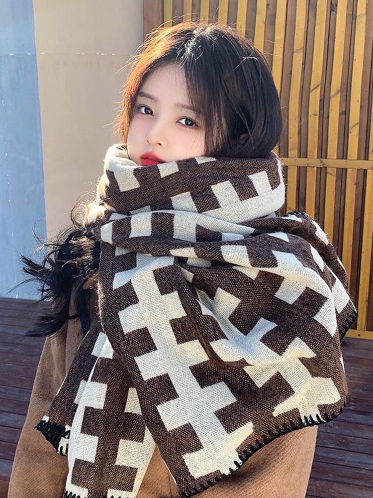 Neuer Imitat-Kaschmir-Damen-Schal Winter Vintage Karomuster-Schal Pashmina Mujer Foulard Bufanda Decke Wickel-Schals Herren Pareo