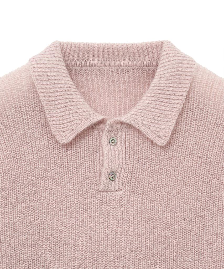 NOIRER Kid Mohair Crop Polo Knit (Dusty Pink)
