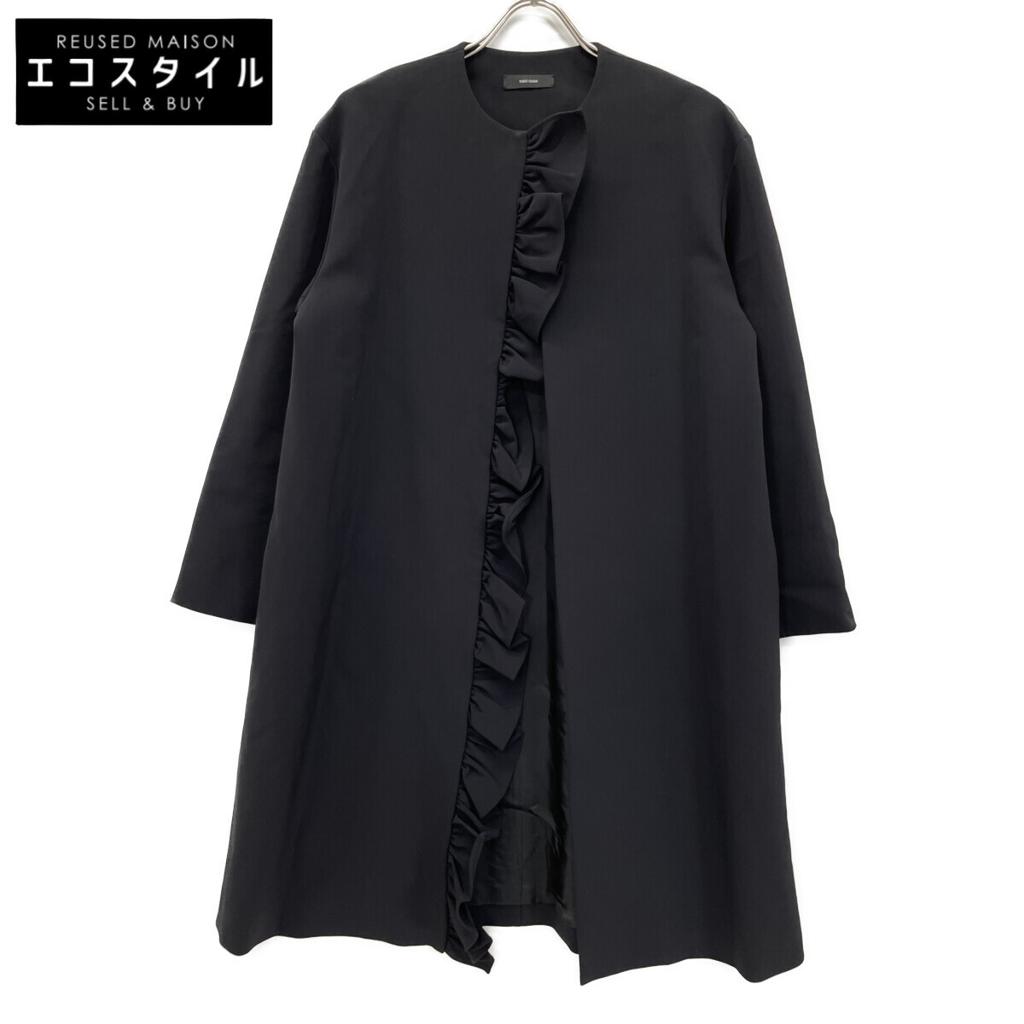 YOKOCHAN YCC-122-173 22AW Black Belted Frill Front Ruffle Coat coat 36 blackUsed