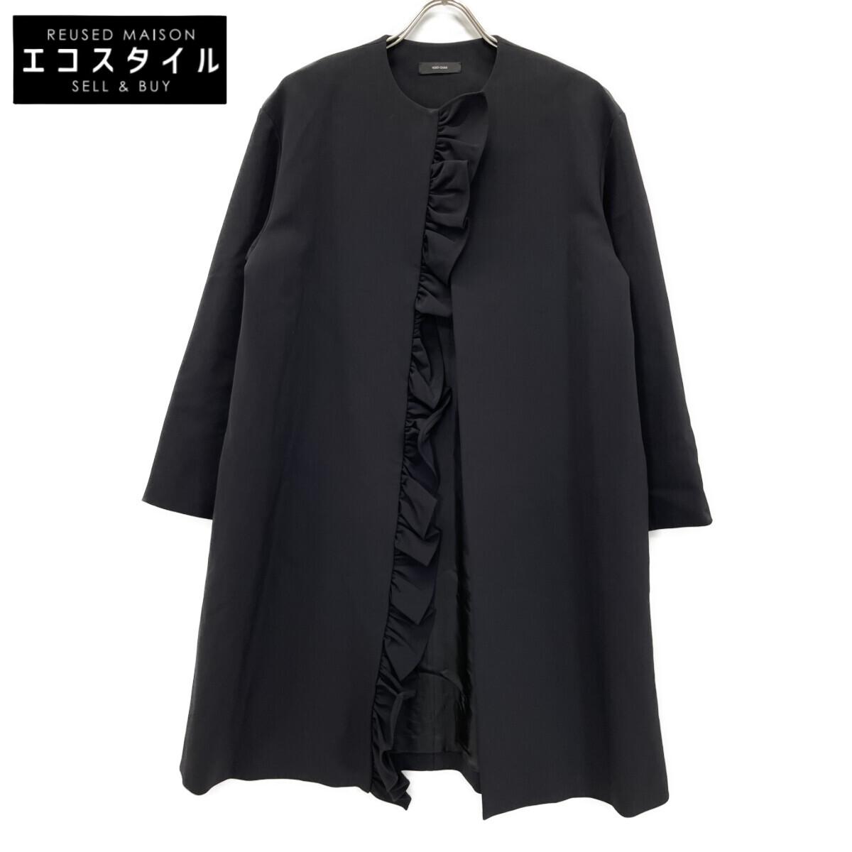 

YOKOCHAN YCC-122-173 22AW Black Belted Frill Front Ruffle Coat coat 36 blackUsed