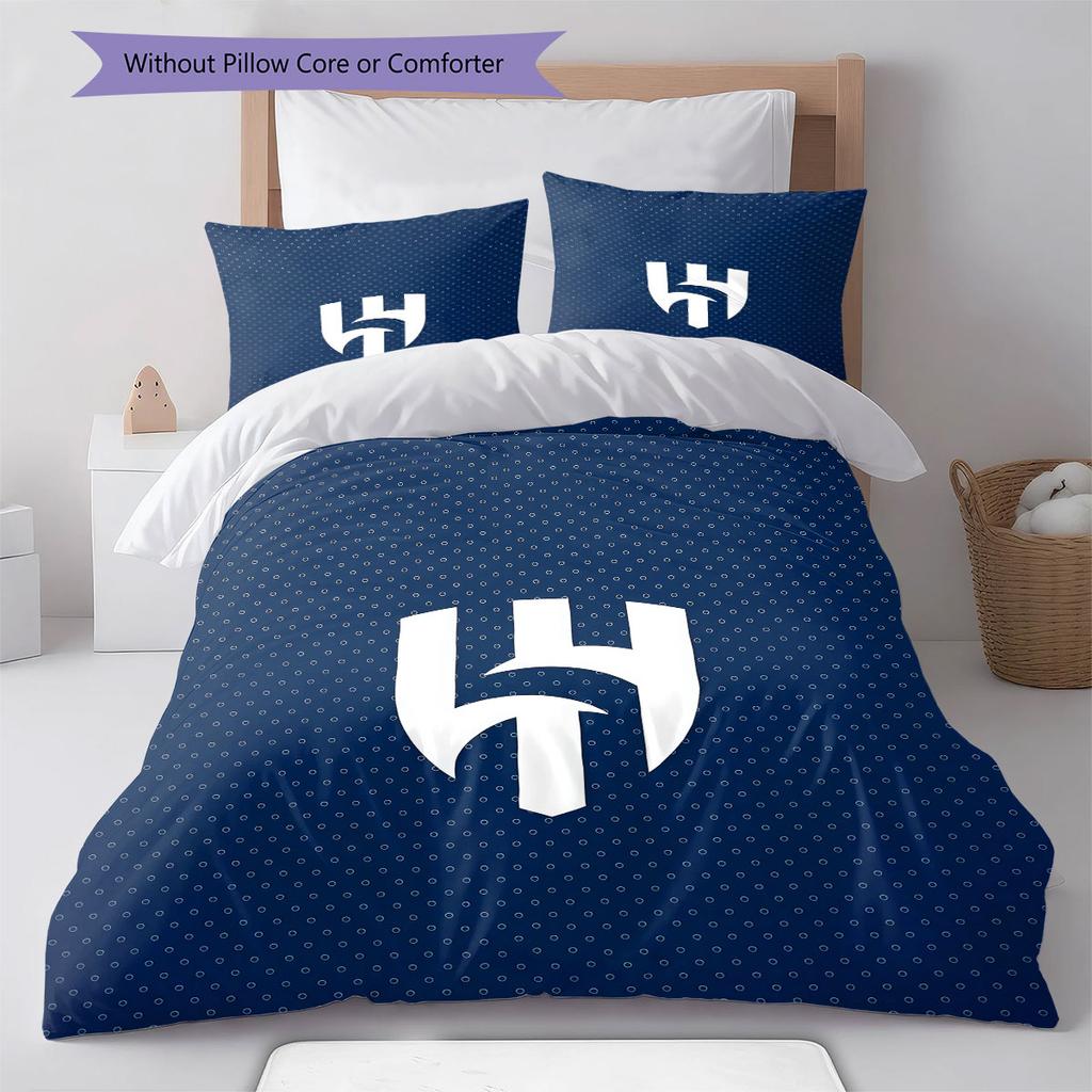 Al-Hilal Saudi FC Pattern Bedding,Quilt Set Quilt Cover Pillowcase Home Birthday Gift(1 * duvet cover + 2 * pillowcase, without core)