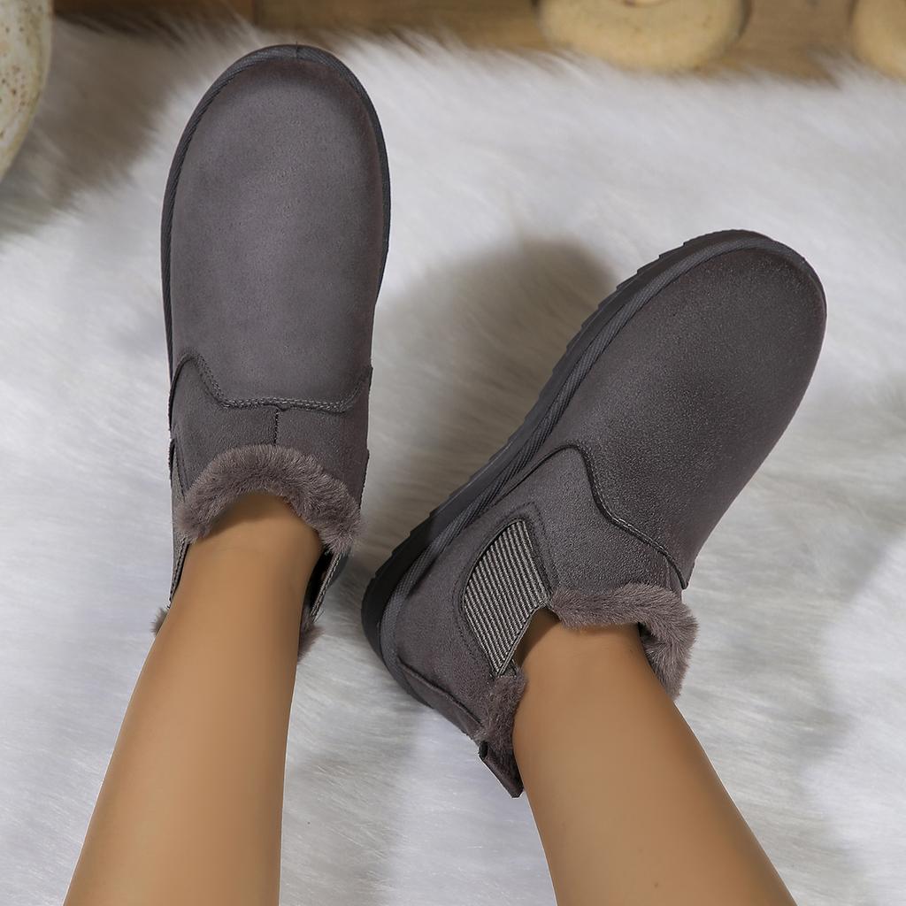 2025 Winter Women Short Plush Warm Snow Boots Casual Shoes New Suede Fur Chelsea Ankle Boots Flats Platform Ladies Shoes Botas