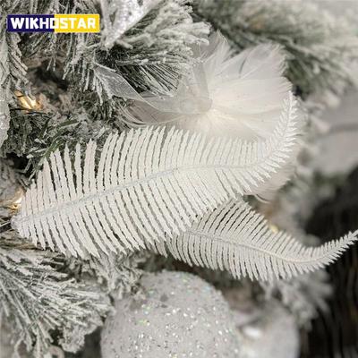 5ks Lesklé Pierko Umelé Listy Klip Vianočný Stromček Ozdoba Vianočná Párty Domáca Dekorácia Navidad Nový Rok Svadobné Kvety