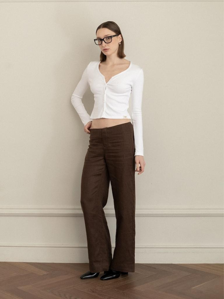 GLOWNY G Linen Slacks (Brown)