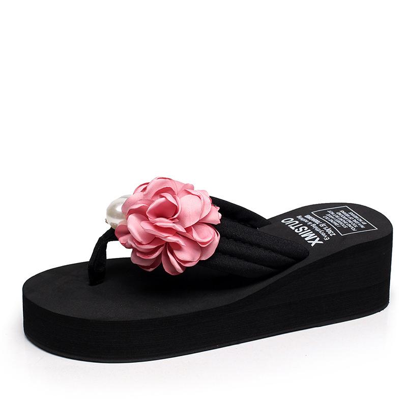 

Летние нескользящие детские шлепанцы, модная пляжная обувь для девочек, сандалии, женские тапочки с цветами 34 розовый