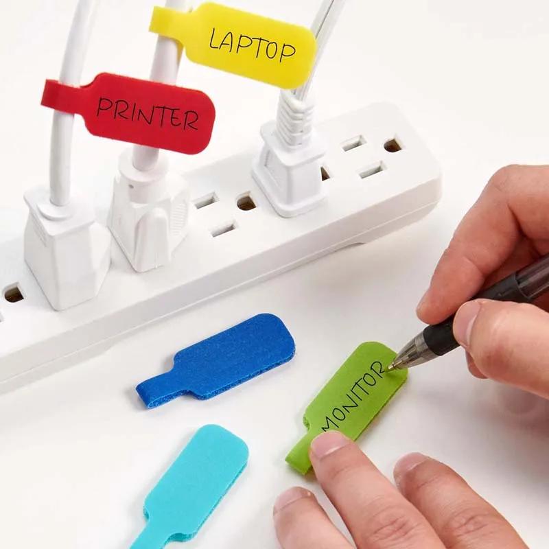 10PCS Cable Labels Tags Colorful Waterproof Cord Labels Tags For Wire Labels Self Adhesive Tear Resistant Cable Management