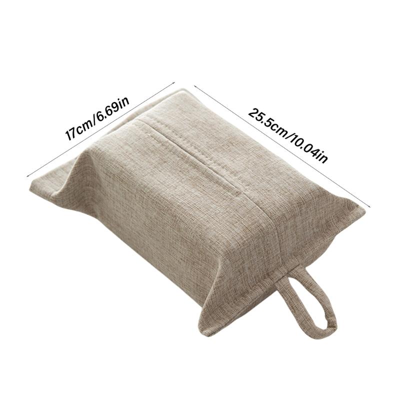 Elegant Fabric Tissue Box Cover with Hanging Rope Wall Mounted Napkin Dispenser Paper Towel Holder for Home and Office